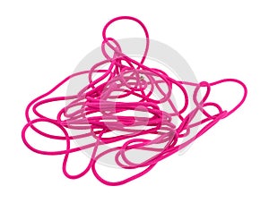 Pink bungee cord isolated on a white background