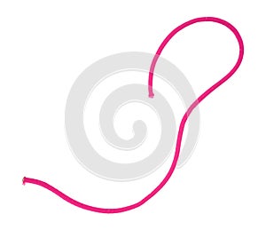 Pink bungee cord length on a white background