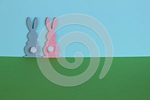 Pink bunny and blue bunny