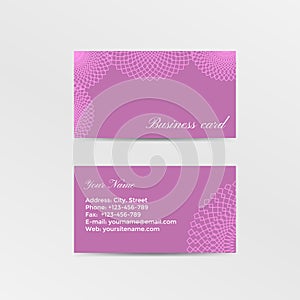Pink business card decorated lacework photo