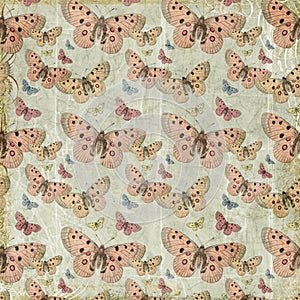 Pink butterflies repeat pattern background photo