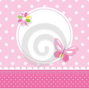 Pink butterfly baby girl greeting card