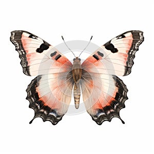 Pink Butterfly With Black Spots On White Background