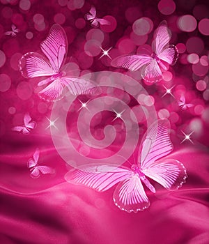 Pink Butterfly Fantasy Background
