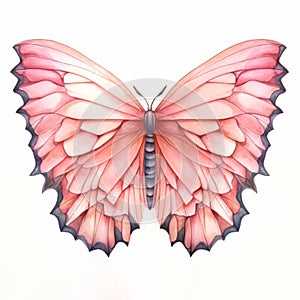 Pink Butterfly Illustration In Hyperrealistic Fantasy Style