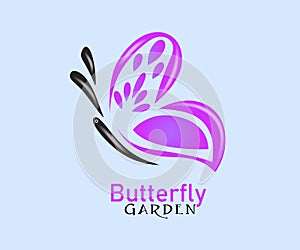 Pink Butterfly Logo Symbol of Growing and Transformation Icon Vector