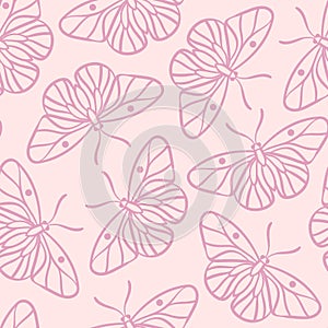 Pink butterfly seamless vector repeat pattern design