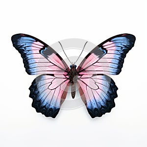 Pink Butterfly On White Ground: A Photorealistic Rendering