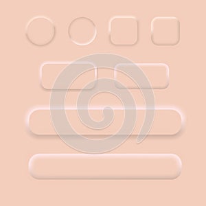 Pink buttons in Neomorphism design style.