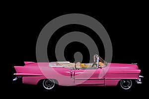 Pink Caddilac Car Toy Model