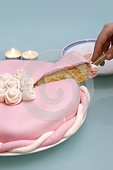 Pink cake slice