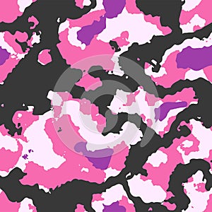 Pink camouflage seamless pattern. Military background. Vector illustration. EPS 10.