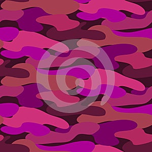 Pink camouflage seamless vector pattern.
