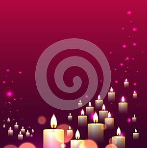 Pink candle light line fall on pink background