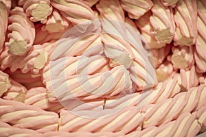 Pink candy marshmallows sticks