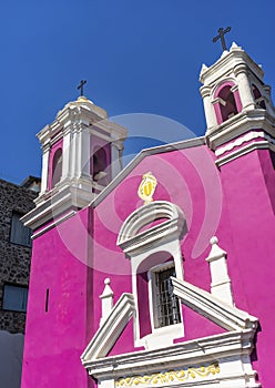 Pink Capilla del Cireneo Chapel Puebla Mexico photo