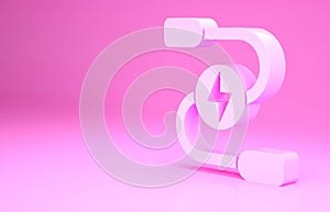 Pink Car battery jumper power cable icon isolated on pink background. Minimalism concept. 3d illustration 3D render