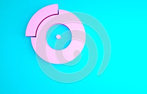 Pink Car brake disk with caliper icon isolated on blue background. Minimalism concept. 3d illustration 3D render