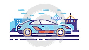 Pink Car with Cloud Icon, Cloud Storage Data, vector design Generative AI