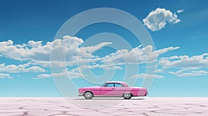 Pink Car In The Sky: Photorealistic Surrealism Wallpaper