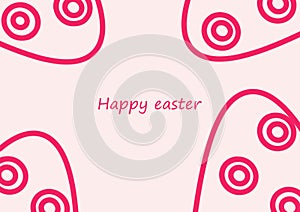 Pink card with easter eggs and sodas of happy easter