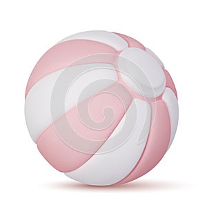Pink cartoon 3d beach ball siolated on white