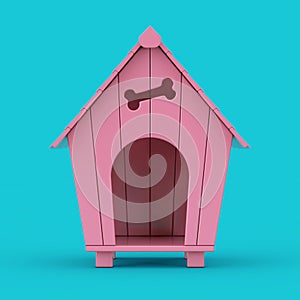 Pink Cartoon Dog House Mockup Duotone. 3d Rendering