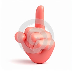 Pink Cartoon Hand Pointing Upward on White Background