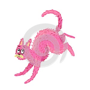 Pink cat animal funny run