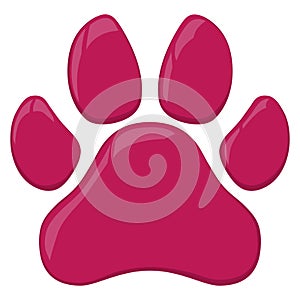 Pink cat or dog paw print vector illustration