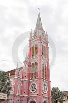 Pink Catholic Church in Ho Chi Minh City, Vietnam