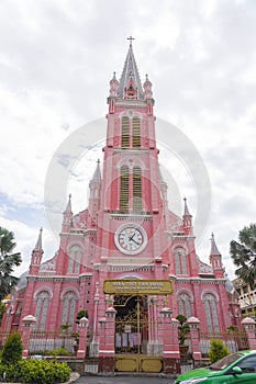 Pink Catholic Church in Ho Chi Minh City, Vietnam