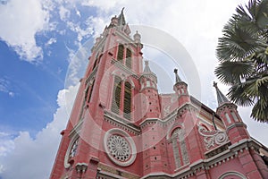 Pink Catholic Church in Ho Chi Minh City, Vietnam