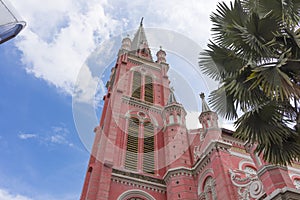 Pink Catholic Church in Ho Chi Minh City, Vietnam