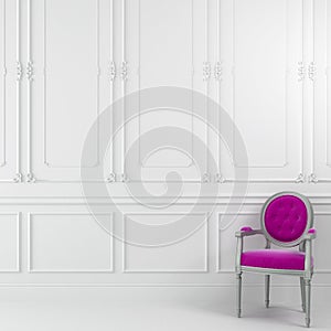 Pink chair in white interior