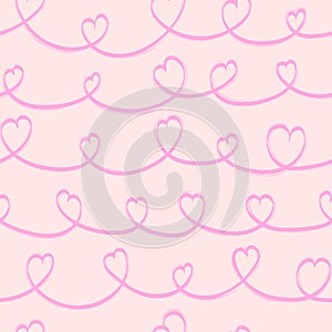 Pink Chalk Hearts Seamless Pattern