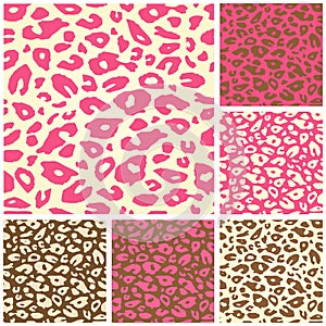 Pink Cheetah Print Seamless Pattern Set