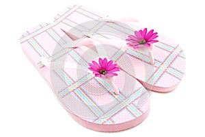 Pink chequered slippers