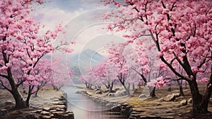 A Pink Cherry blossom beauty of Spring photo