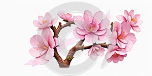 Pink cherry blossom on white background