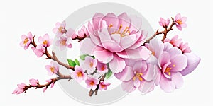 Pink cherry blossom on white background