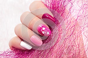 Pink cherry nail design