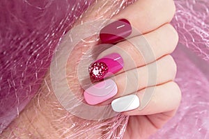 Pink cherry nail design.