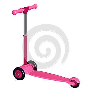 Pink children`s scooter with plastic wheels