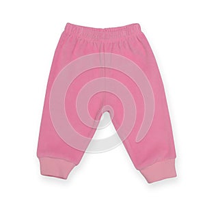 Pink children`s sports pants isolated on white