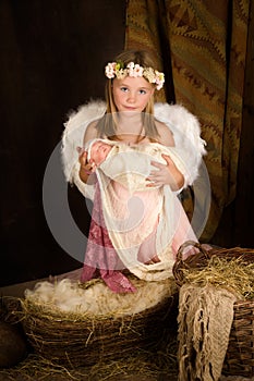 Pink Christmas angel girl