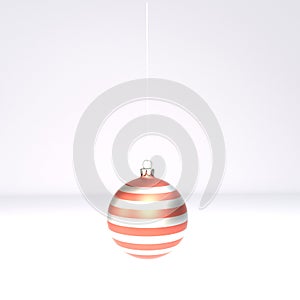 Pink christmas bauble ball isolated on white background. 3d render