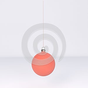 Pink christmas bauble ball isolated on white background. 3d render
