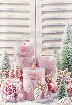 Pink christmas candle