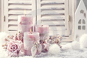 Pink christmas candles